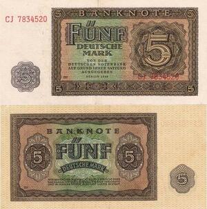 Q4201 Banknote Germany 5 Mark Stylized frames Berlin 1948 - Make Offer 