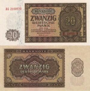 Q4205 Banknote Germany 20 Mark Stylized frame, laurel wreath Berlin 1948