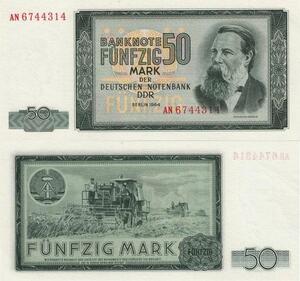 Q4207 Banknote Germany 50 Mark Friedrich Engels  Tractor  Berlin 1964 