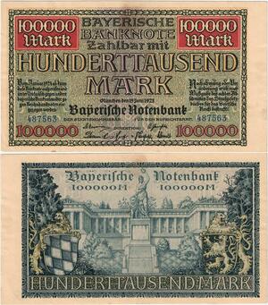 Q4224 Banknote Germany 100000 Mark Two lions 1923 - Make Offer