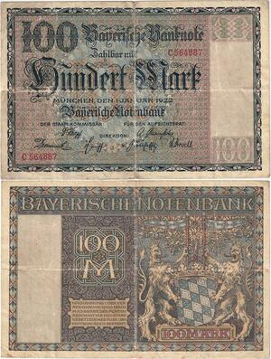 Q4226 Banknote Germany 100 Mark Two lions  Munich 1922 - Make Offer