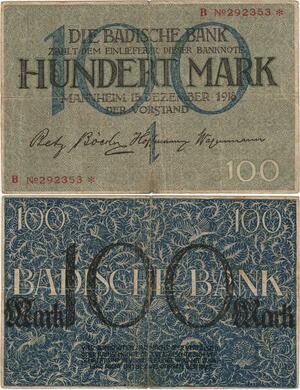 Q4227 Banknote Germany 100 Mark  Badische Bank Karlsruhe 1916 - Make Offer