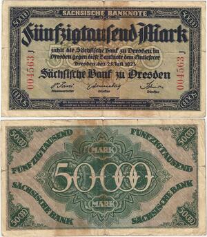 Q4230 Banknote Germany 50000 Mark Sächsische Bank Dresden 1925 - Make Offer