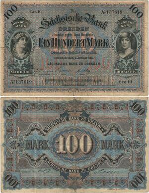 Q4232 Banknote Germany 100 Mark Hermes & Demeter Dresden 1911 - Make Offer