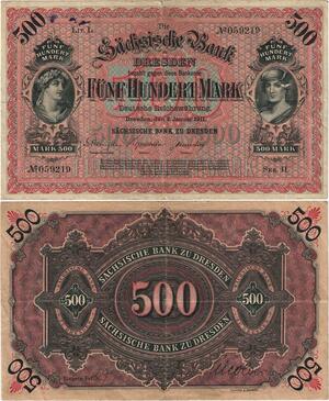 Q4233 Banknote Germany 500 Mark Hermes & Demeter Dresden 1911 - Make Offer