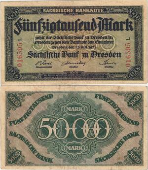 Q4235 Banknote Germany 500000 Mark Sächsische Bank Dresden 1923 - M Offer