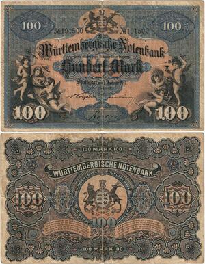 Q4236 Banknote Germany 100 Mark Würtembergische Bank Stuttgart 1911 - Offer
