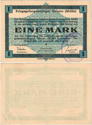 Q4250 Banknote Germany 1 Mark Kriegsgefangenenlager Golzern Mulde 1914 - 1919