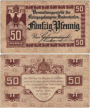 Q4257 Banknote Germany 50 Pfennig Kriegsgefangene Diedenhofen Thionville 1914 