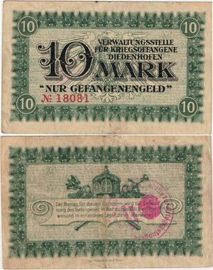 Q4261 Banknote Germany 10 Mark Kriegsgefangene Diedenhofen Thionville 1914-1919 