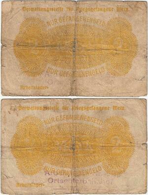 Q4268 Banknote Germany 2 Mark Nurgefangenengeld Metz 1914 1919 - Make Offer