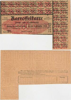 Q4283 Ration Ticket Germany Berlin Kartoffeltarte 1919 - Offer