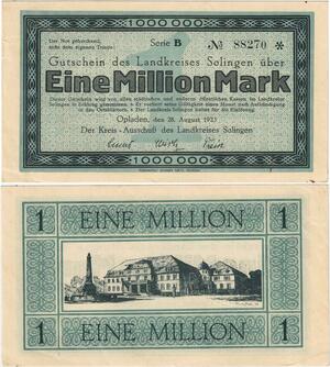Q4292 Banknote Germany Solingen 1 Million Marl House 1923 - Make Offer