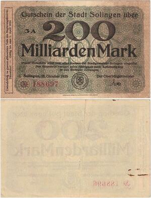 Q4297 Banknote Germany Solingen 200 Milliarden Mark 1923 Notgeld - Make Offer