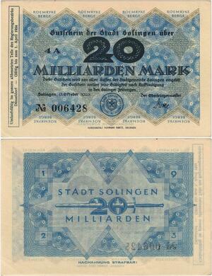 Q4303 Banknote Germany 20 Milliarden Mark Roemryke Berge 1923 Notgeld - Offer