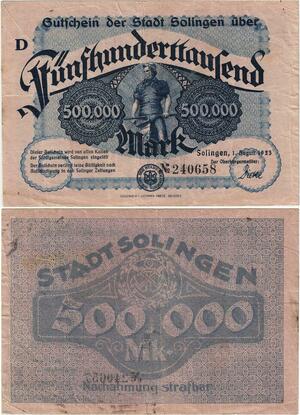 Q4305 Banknote Germany 500000 Mark Solingen 1923 - Make Offer