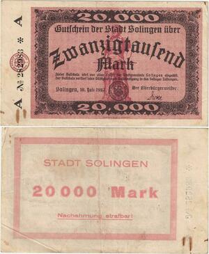 Q4306 Banknote Germany 20000 Mark The Smith of Solingen 1923 - Offer