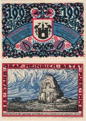 Q4309 Banknote Germany 199 Pfennig Memorial stone Wittenburg 1922 - Offer