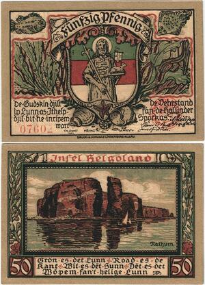 Q4317 Banknote Germany 50 Pfennig Helgoland isle 1921 - Offer