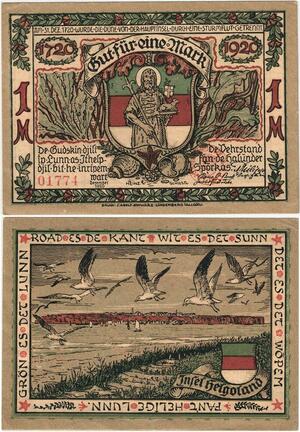 Q4319 Banknote Germany 1 Mark Seagulls by Helgoland 1920 - Make Offer