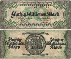Q4325 Banknote Germany 50 Million  Mark Sity seal Kaiserlautern 1923 - Offer