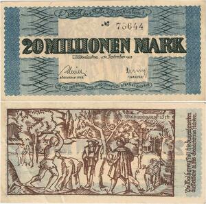 Q4328 Banknote Germany 20000000 Mark Illustration 1515 Kaiserlautern 1923