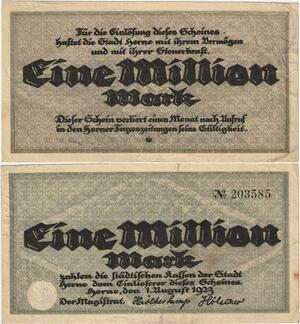 Q4331 Banknote Germany 1000000 Mark Seal Herne 1923 - Make Offer
