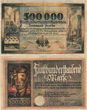 Q4335 Banknote Germany 500000 Mark Industry town Dortmund 1922 - Make Offer