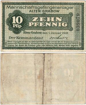 Q4349 Banknote Germany 10 Pfennig signed by the commandant Altengrabow 1916