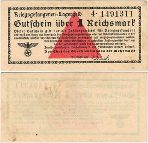 Q4359 Banknote Germany 1 Reichspfennig Kriegsgefangenen camp money  1924-1948