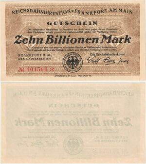 Q4379 Banknote Germany 1 Billion Mark Onesided Frankfurt 1923 - M Offer
