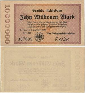 Q4384 Banknote Germany 10 Million Mark  Onesided Berlin 1923 - Make Offer