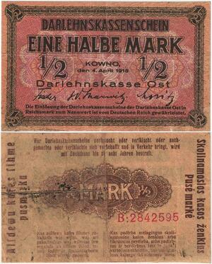Q4394 Banknote Germany 1/2 Mark Lithuania Kowno  1918 - Make Offer