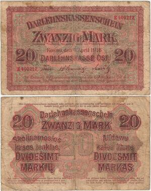 Q4397 Banknote Germany 20 Mark Lithuania Kowno 1918 - Make Offer