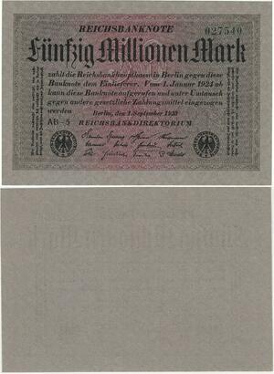 Q4400 Banknote Germany Berlin 50 Millionen Mark Uniface eagles 1923 - M Offer