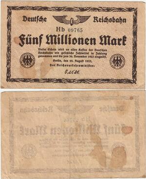 Q4401 Banknote Germany Berlin  5000000 Mark  Uniface eagles 1923 - M Offer
