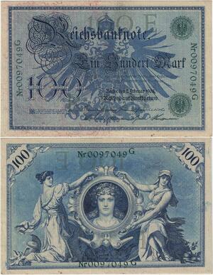 Q4407 Banknote Germany Berlin 100 Mark 3 women, national emblem 1908 - Offer