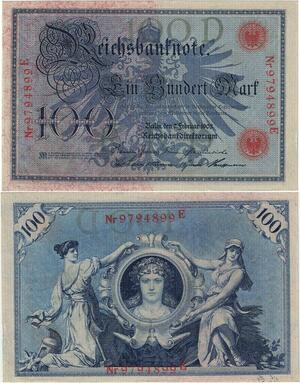 Q4409 Banknote Germany Berlin 100 Mark 3 women, national emblem 1908 - Offer