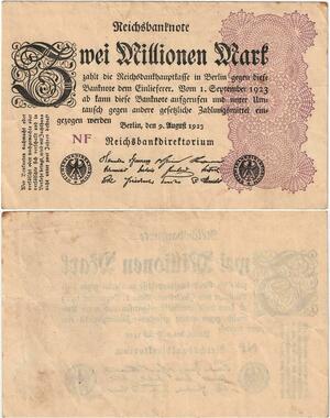 Q4410 Banknote Germany Berlin 2 Millionen Mark Uniface eagles 1923 - M Offer