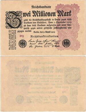 Q4411 Banknote Germany Berlin 2 Millionen Mark Uniface eagles 1923 - M Offer