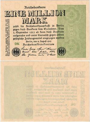 Q4412 Banknote Germany Berlin 1 Million Mark Uniface eagles 1923 - M Offer