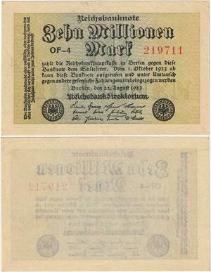 Q4415 Banknote Germany Berlin 10 Millionen Mark Uniface eagles 1923 - M Offer