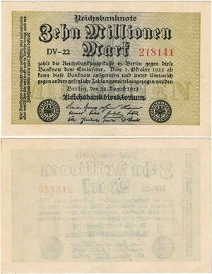 Q4416 Banknote Germany Berlin 10 Millionen Mark Uniface eagles 1923 - M Offer