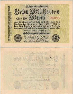 Q4417 Banknote Germany Berlin 10000000 Mark Uniface eagles 1923 - M Offer