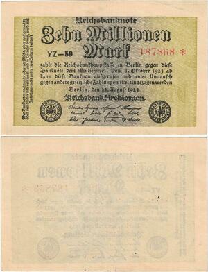 Q4418 Banknote Germany Berlin 10000000 Mark Uniface eagles 1923 - M Offer