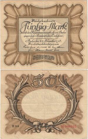 Q4422 Banknote Germany Berlin 50 Mark  Laurel wreath 1918 - Make Offer
