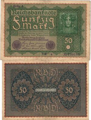 Q4424 Banknote Germany Berlin Weimar Republic 50 Mark 1919 -> Make Offer