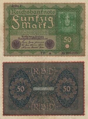 Q4427 Banknote Germany Berlin Weimar Republic 50 Mark 1919 -> Make Offer