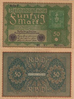 Q4428 Banknote Germany Berlin Weimar Republic 50 Mark 1919 -> Make Offer