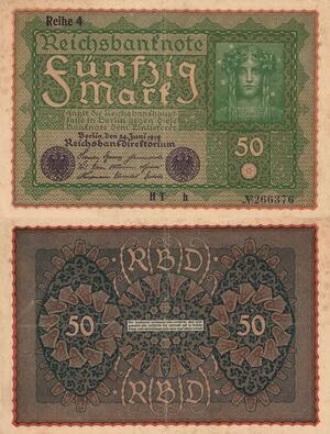 Q4429 Banknote Germany Berlin Weimar Republic 50 Mark 1919 -> Make Offer